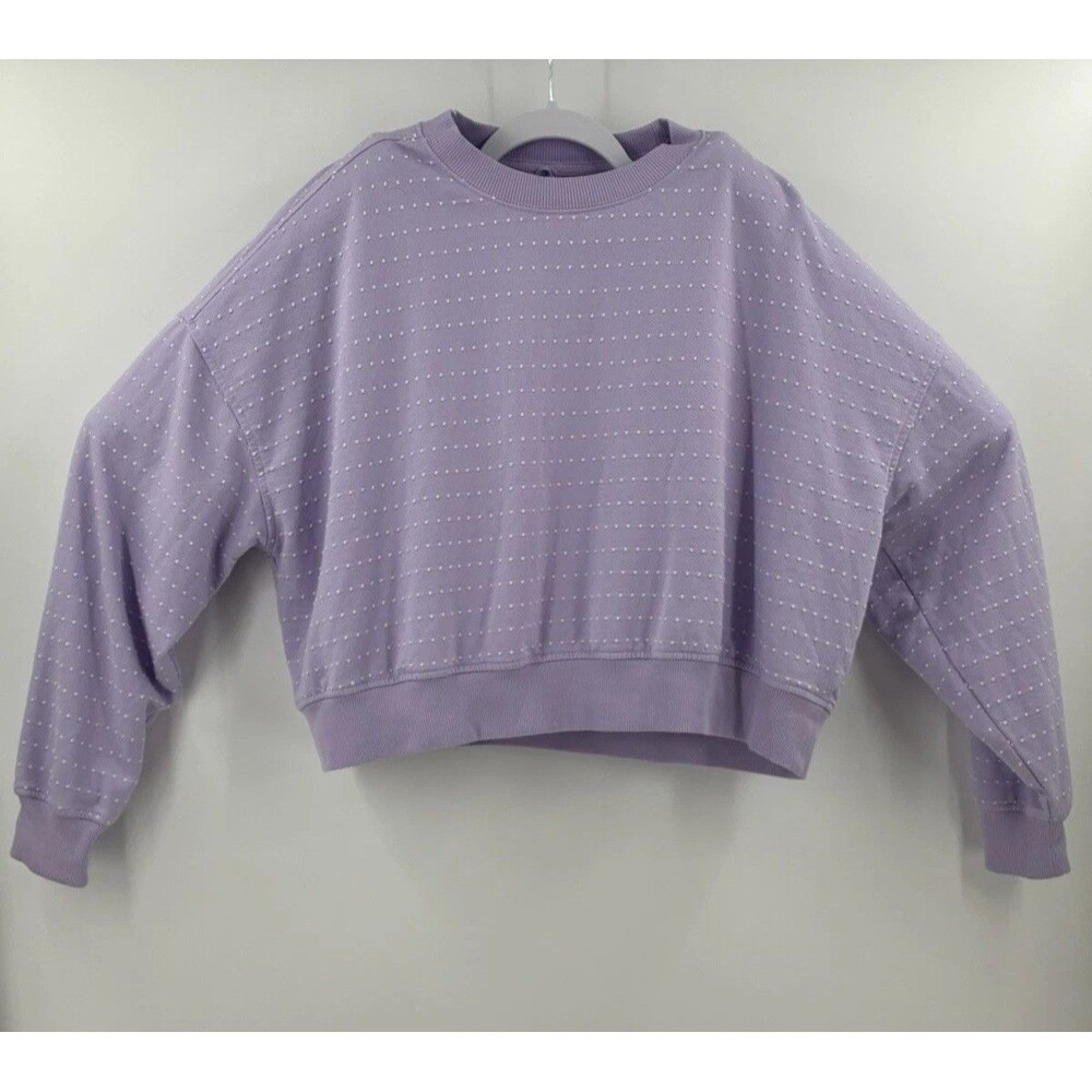 Aerie Take It Easy Sweatshirt Women S Lilac Dot Cropped French Terry Pullover